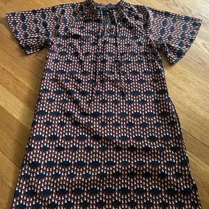Banana Republic Geometric Print Dress - Navy, Red, White